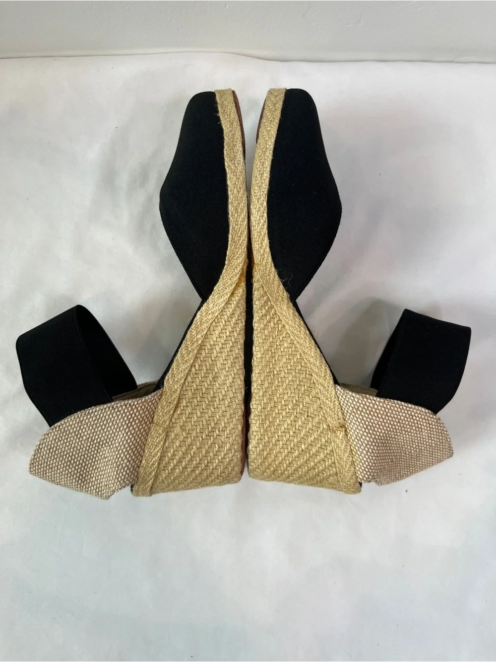 Lauren Ralph Lauren Charla Espadrille Wedge Sandals Black Ankle Strap Size 7.5B